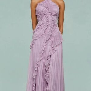 One Shoulder Pleated Lavender Dress